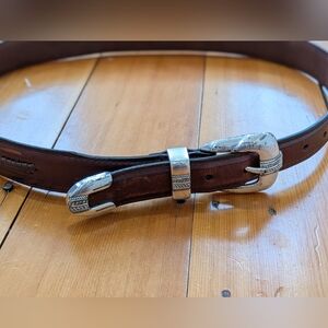 Brown Genuine Leather Belt With Silver Conchos Conchos Sz- 34